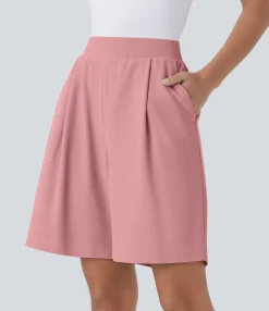 Shorts<HALARA High Waisted Body Sculpt Waist-Slimming Pocket Micro Waffle Work Shorts