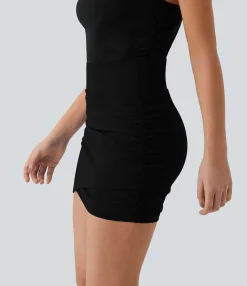 Mini Skirts|Casual Skirts<HALARA High Waisted Bodycon Pocket 2-in-1 Mini Ruched Casual Skirt