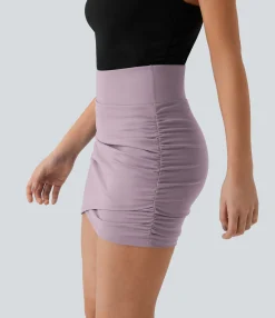 Mini Skirts|Casual Skirts<HALARA High Waisted Bodycon Pocket 2-in-1 Mini Ruched Casual Skirt