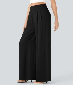 High-Waisted Pants|Pants<HALARA High Waisted Casual Linen-Feel Pants with Pockets