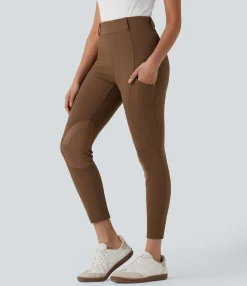 High-Waisted Pants|Skinny Pants<HALARA High Waisted Contrast Suede Skinny Pants with Pockets