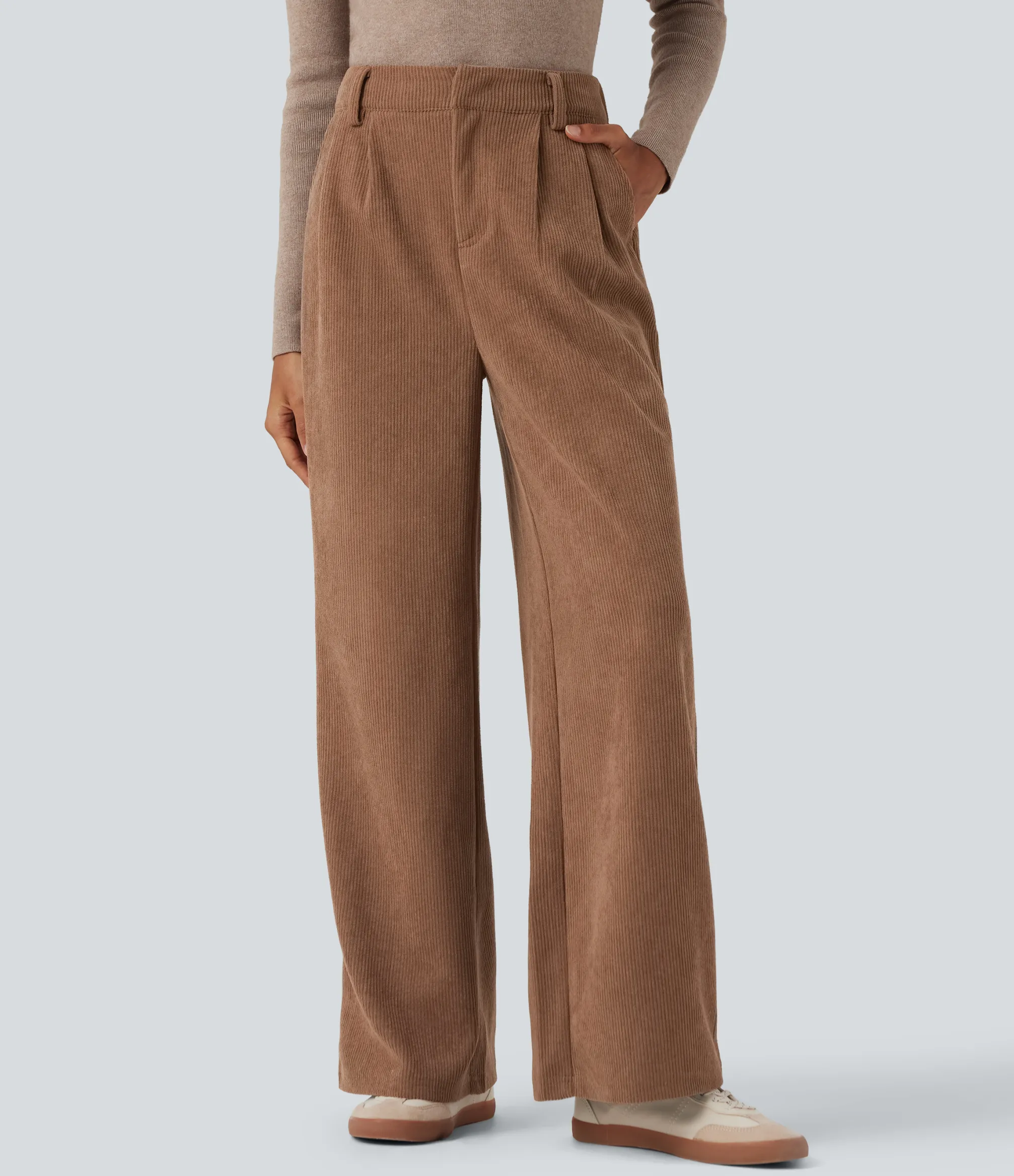 Pants|High-Waisted Pants<HALARA High Waisted Corduroy Casual Baggy Pants with Pockets