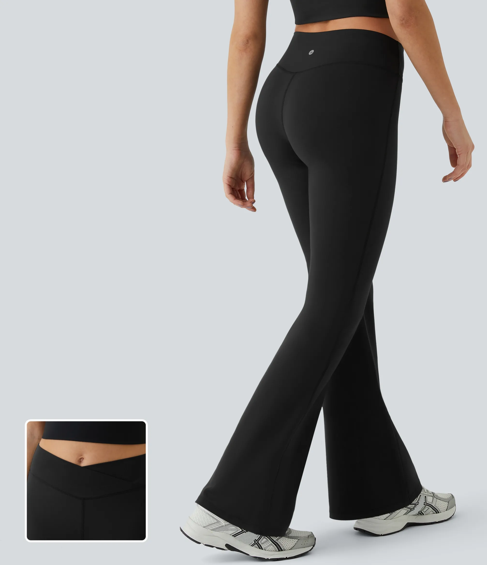 Crossover Leggings|Flare Leggings<HALARA High Waisted Crossover Flare Yoga Leggings
