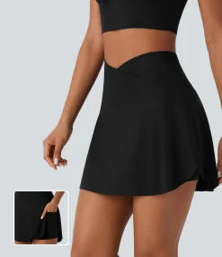 Mini Skirts|Skirts<HALARA High Waisted Crossover 2-in-1 Pocket Cool Touch Quick Dry Mini Skirt