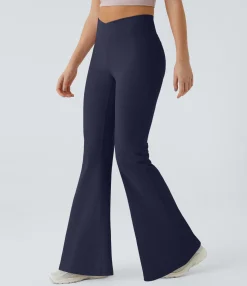 Butt Lifting Leggings|Pocket Leggings<HALARA High Waisted Crossover Pocket Ruched Butt Lifting Yoga Leggings