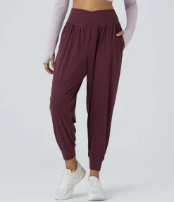 Joggers|Joggers<HALARA High Waisted Crossover Pocket Waffle Yoga Joggers