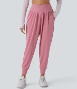 Joggers|Joggers<HALARA High Waisted Crossover Pocket Waffle Yoga Joggers