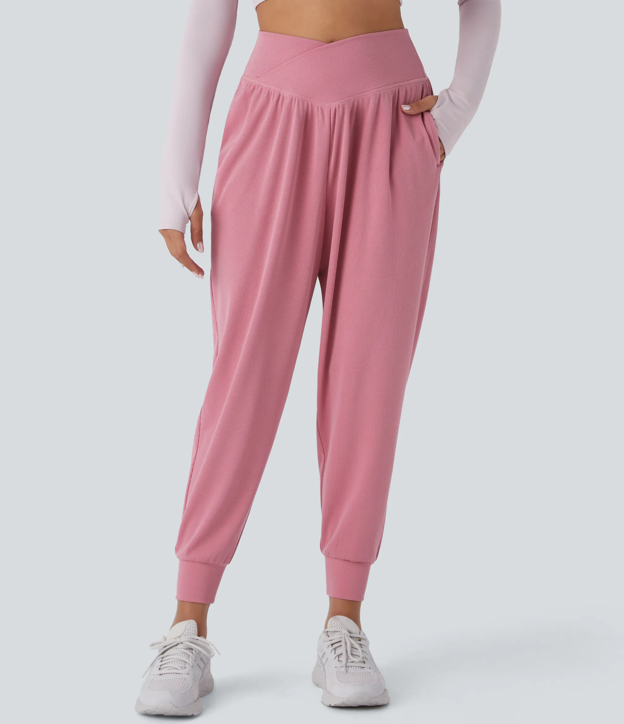 Joggers|Joggers<HALARA High Waisted Crossover Pocket Waffle Yoga Joggers