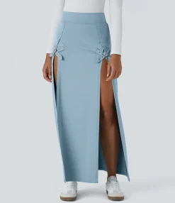 Maxi & Midi Skirts|Casual Skirts<HALARA High Waisted Decorative Buckle 2-in-1 Maxi Casual Skirt