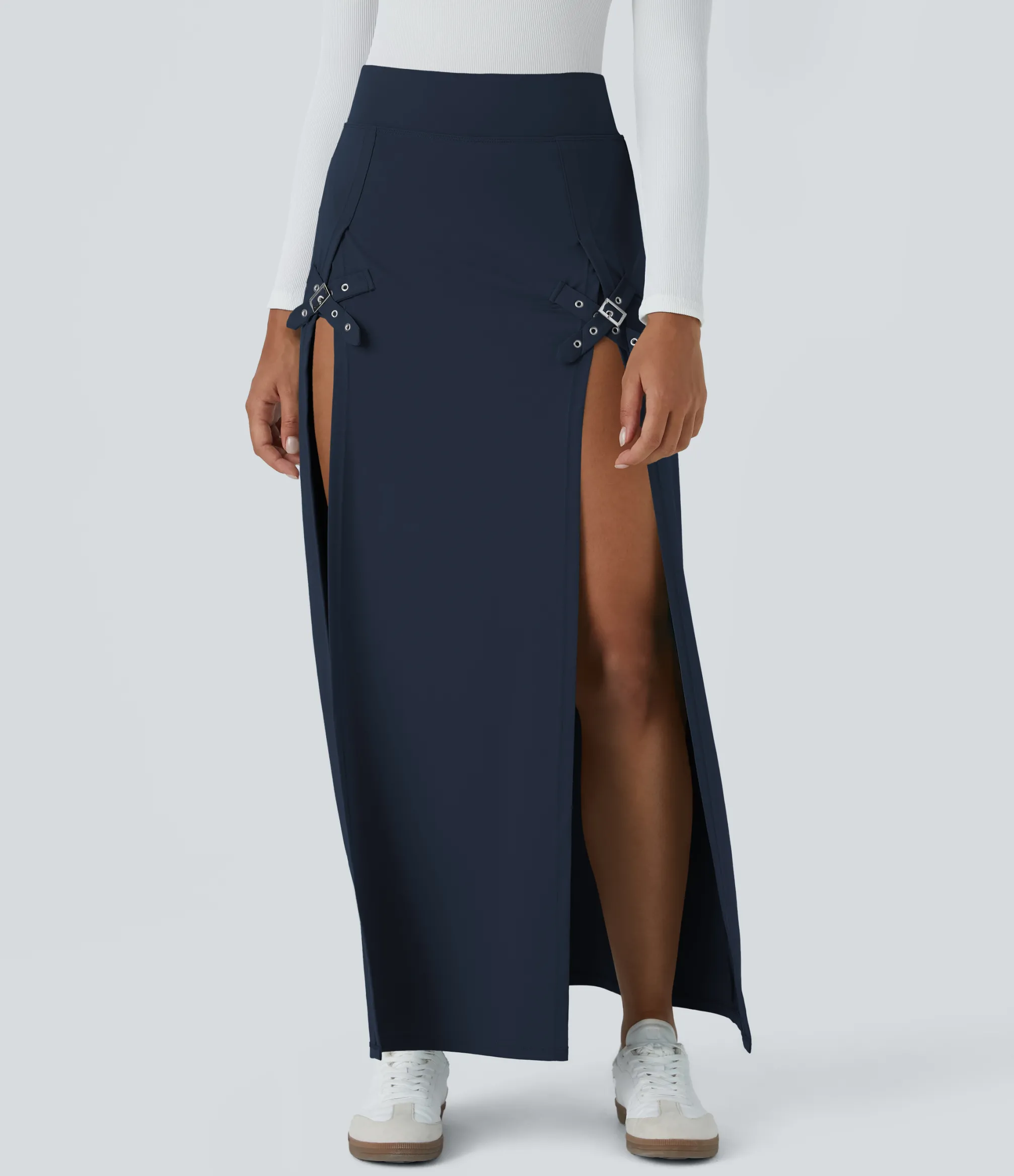 Maxi & Midi Skirts|Casual Skirts<HALARA High Waisted Decorative Buckle 2-in-1 Maxi Casual Skirt