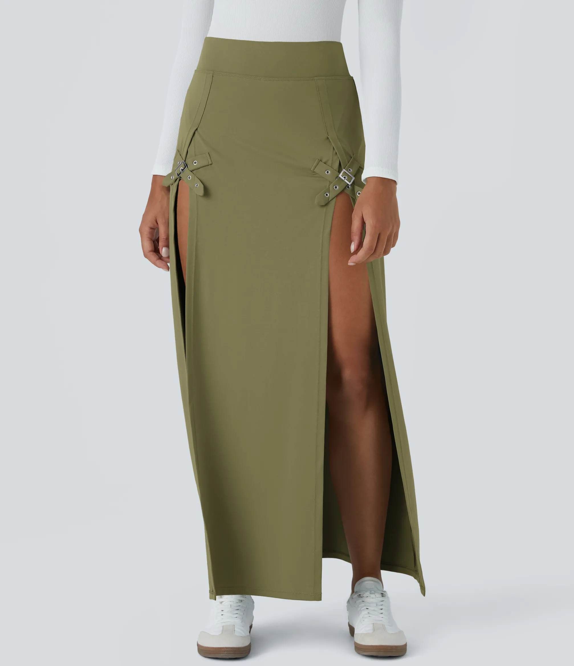 Maxi & Midi Skirts|Casual Skirts<HALARA High Waisted Decorative Buckle 2-in-1 Maxi Casual Skirt