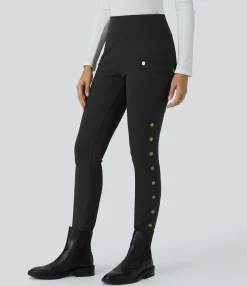 High-Waisted Pants|Skinny Pants<HALARA High Waisted Decorative Pocket Skinny Ankle Length Casual Pants
