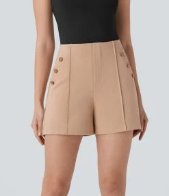 Shorts<HALARA High Waisted Decorative Pocket Work Shorts