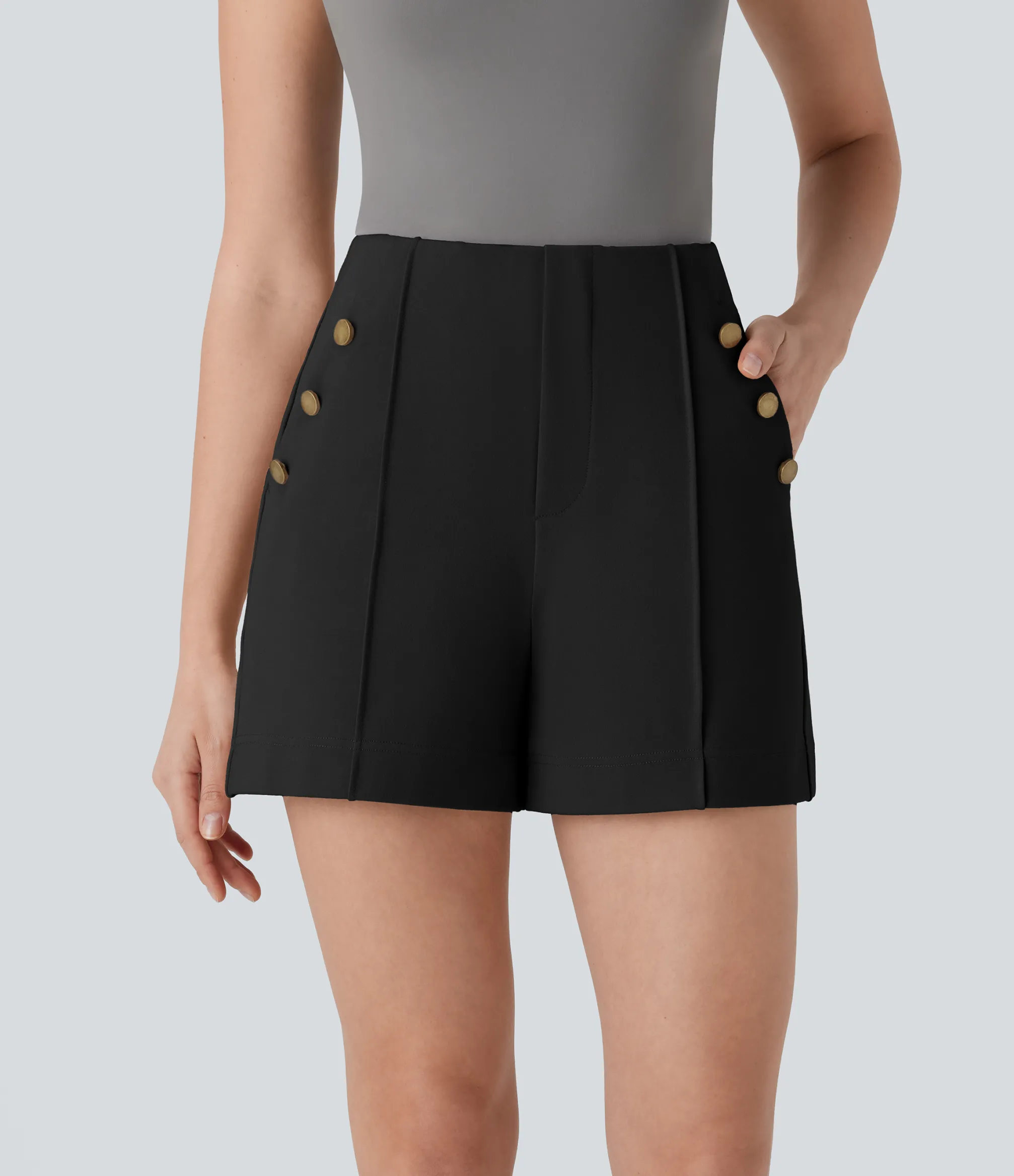 Shorts<HALARA High Waisted Decorative Pocket Work Shorts