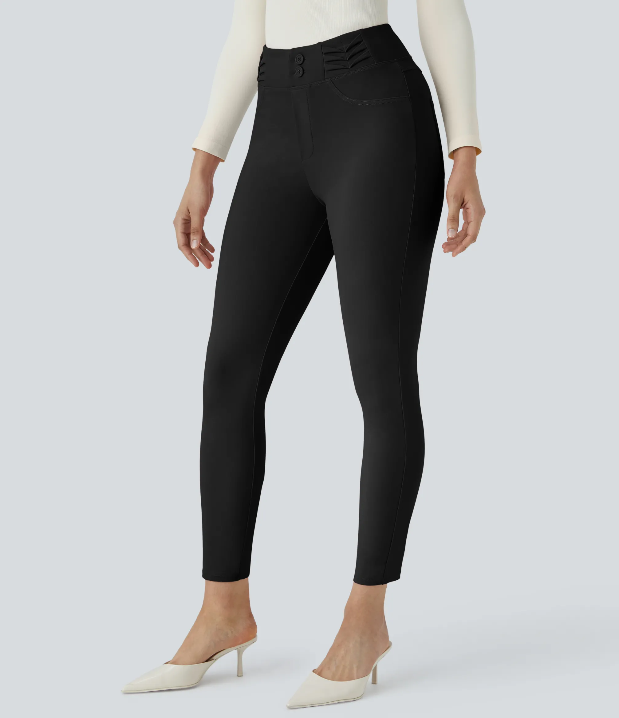 High-Waisted Pants|Skinny Pants<HALARA High Waisted Decorative Pocket Skinny Work Pants