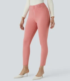 High-Waisted Pants|Skinny Pants<HALARA High Waisted Decorative Pocket Skinny Work Pants