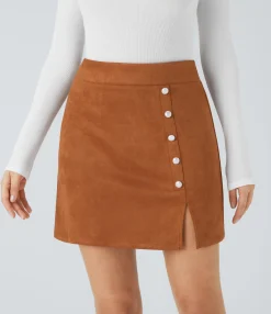 Mini Skirts|Casual Skirts<HALARA High Waisted Decorative Zipper Suede Mini Casual Skirt