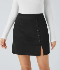 Mini Skirts|Casual Skirts<HALARA High Waisted Decorative Zipper Suede Mini Casual Skirt