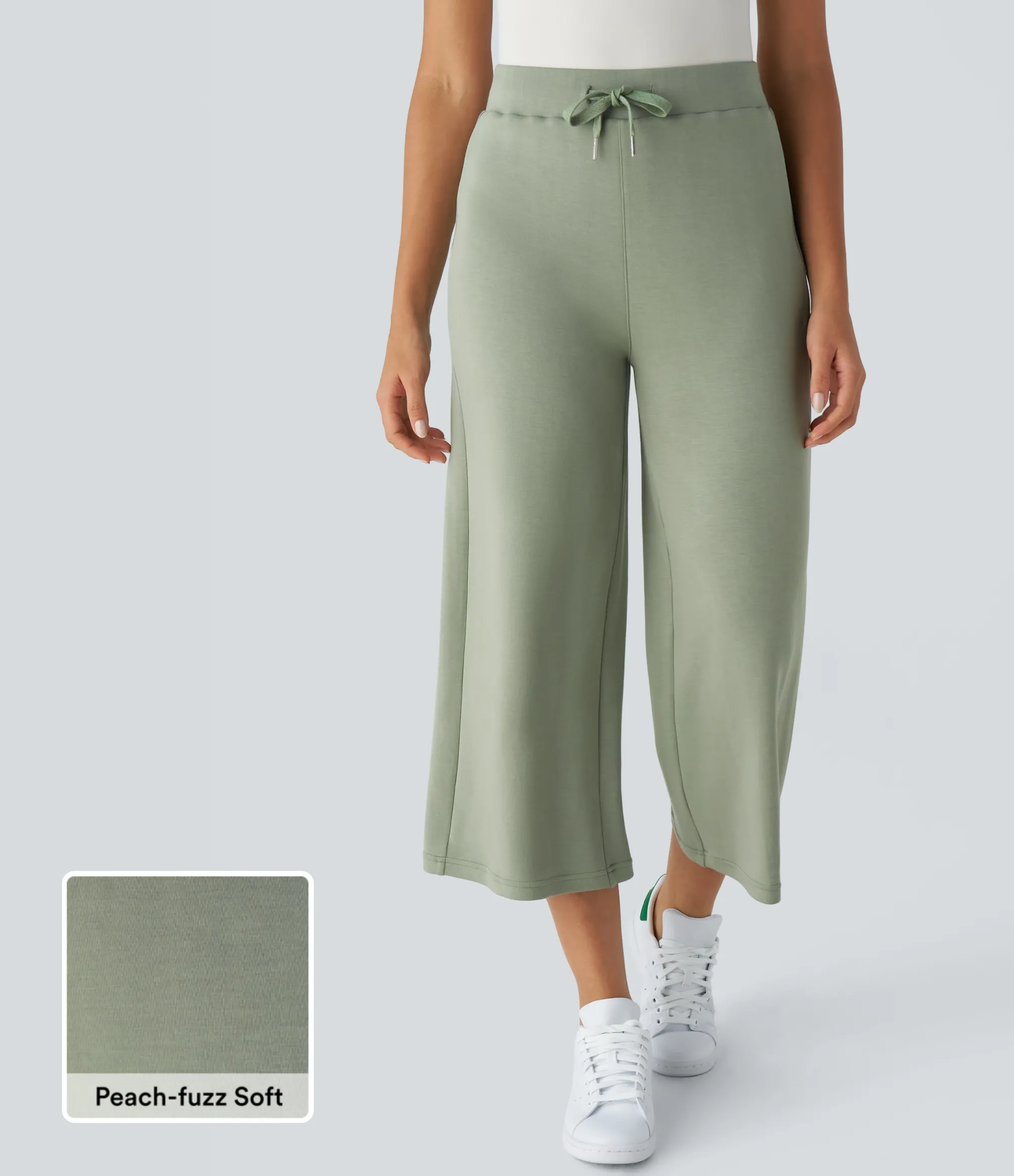 Pants|High-Waisted Pants<HALARA High Waisted Drawstring Capri Work Wide Leg Pants