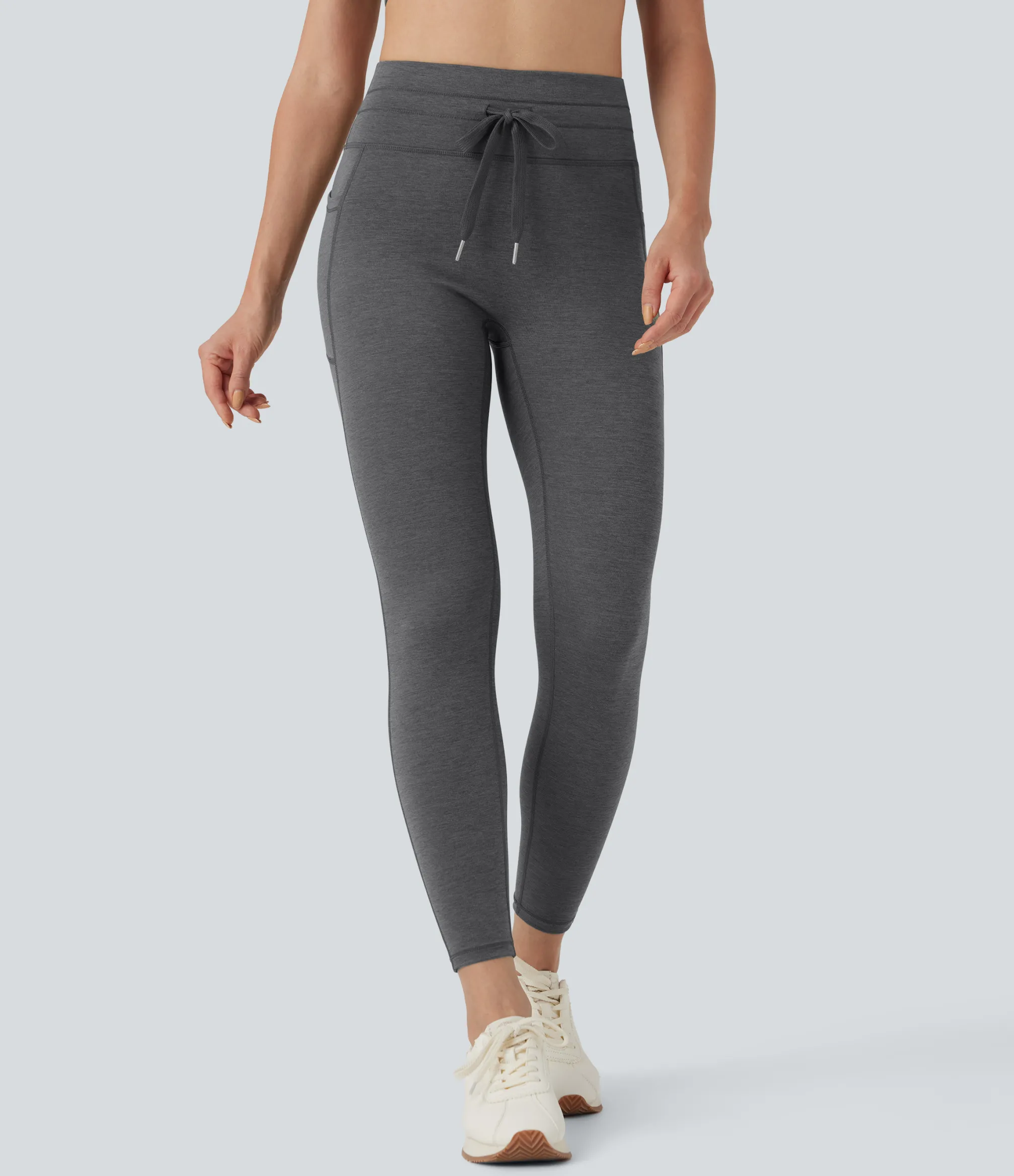 Pocket Leggings|Leggings<HALARA High Waisted Drawstring Heathered 7/8 Yoga Leggings with Pockets