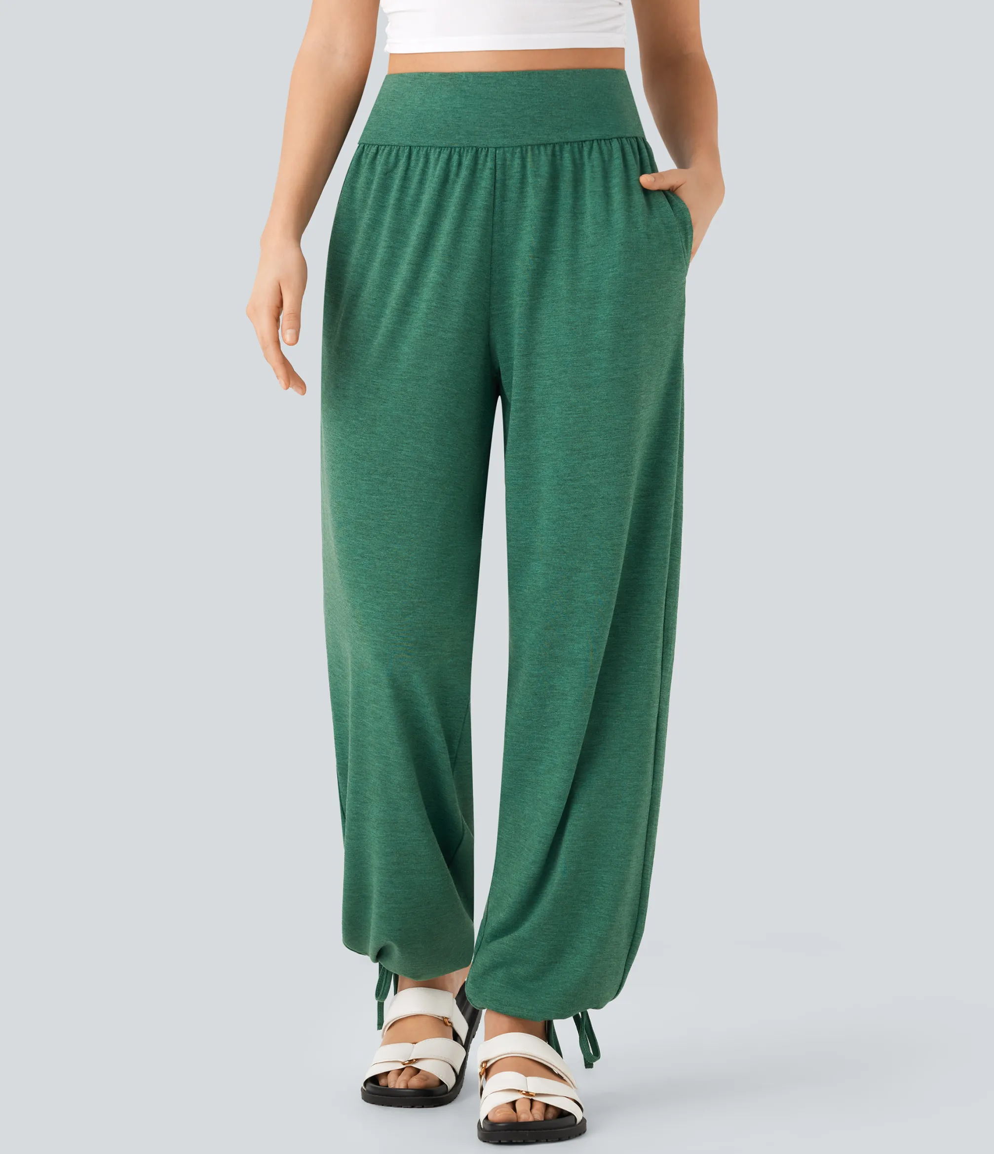 Pants|Joggers<HALARA High Waisted Drawstring Hem Casual Joggers with Pockets