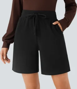 Shorts<HALARA High Waisted Drawstring Pocket Casual Bermuda Shorts 7''