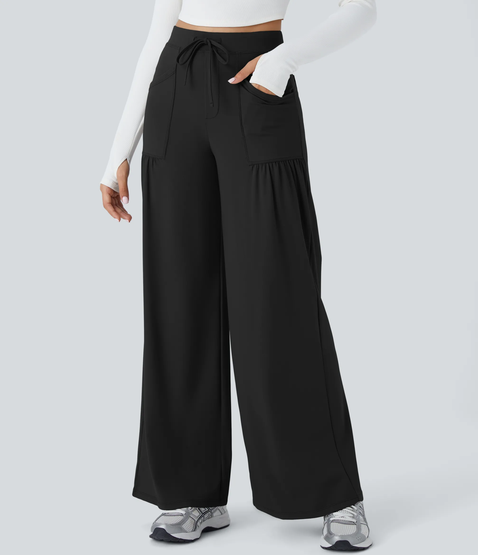 High-Waisted Pants|Wide-Leg Pants<HALARA High Waisted Drawstring Pockets Wide Leg Yoga Pants