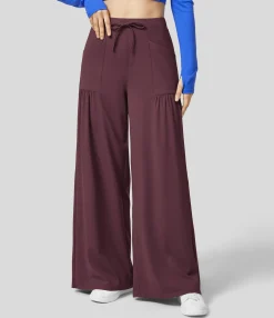 High-Waisted Pants|Wide-Leg Pants<HALARA High Waisted Drawstring Pockets Wide Leg Yoga Pants
