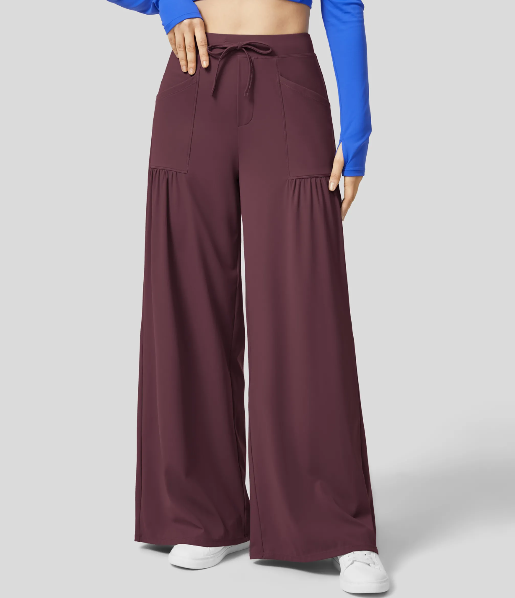 High-Waisted Pants|Wide-Leg Pants<HALARA High Waisted Drawstring Pockets Wide Leg Yoga Pants