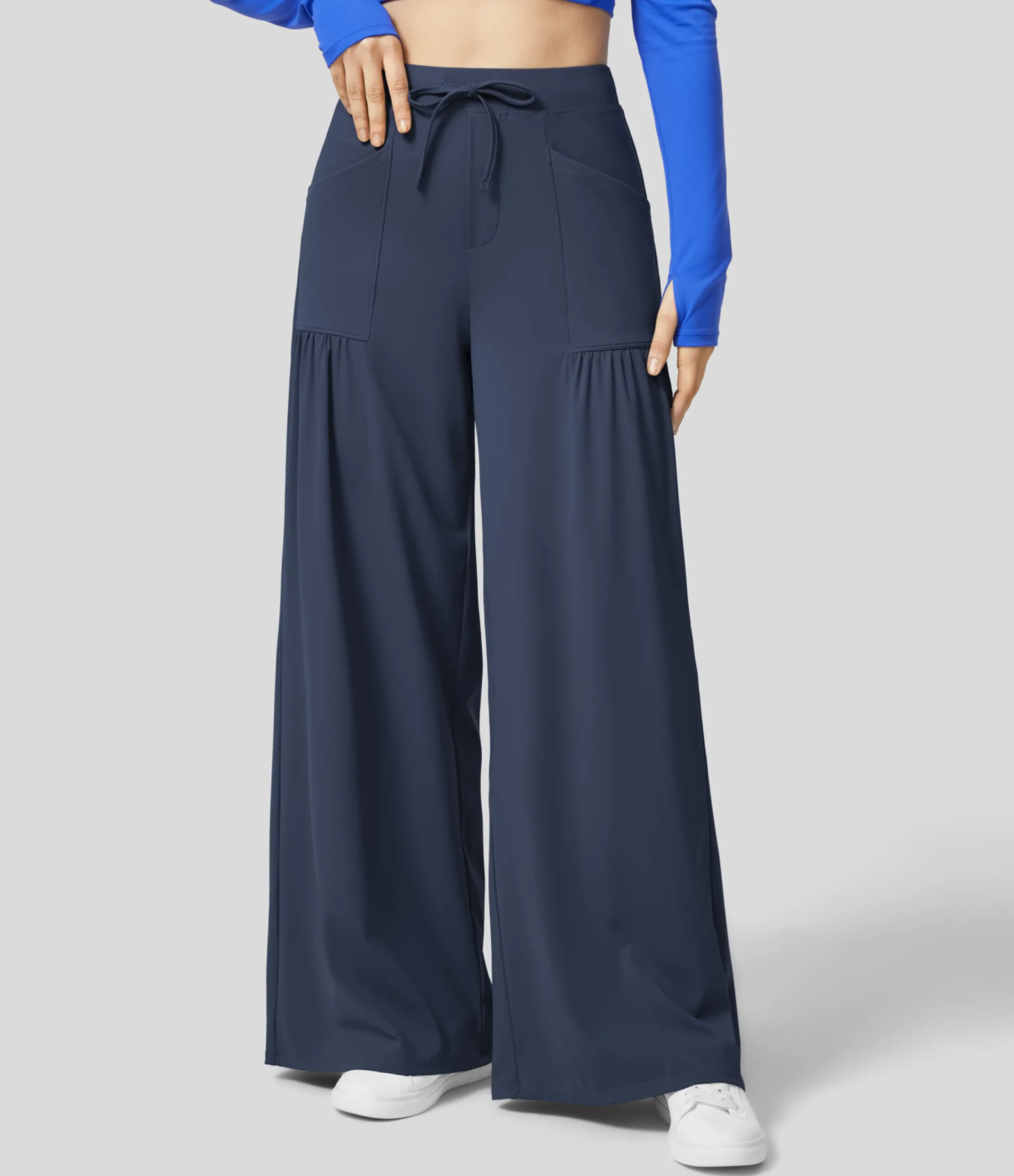 High-Waisted Pants|Wide-Leg Pants<HALARA High Waisted Drawstring Pockets Wide Leg Yoga Pants