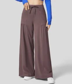 High-Waisted Pants|Wide-Leg Pants<HALARA High Waisted Drawstring Pockets Wide Leg Yoga Pants