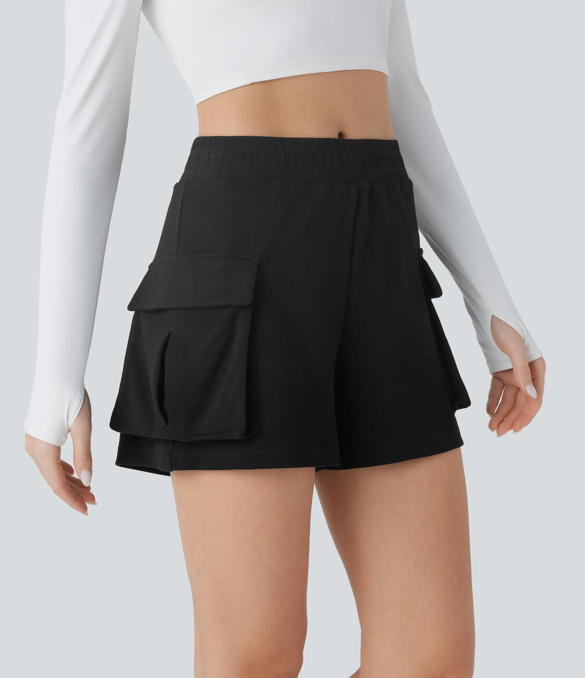 Active Shorts|Shorts<HALARA High Waisted Flap Pocket Yoga Cargo Shorts