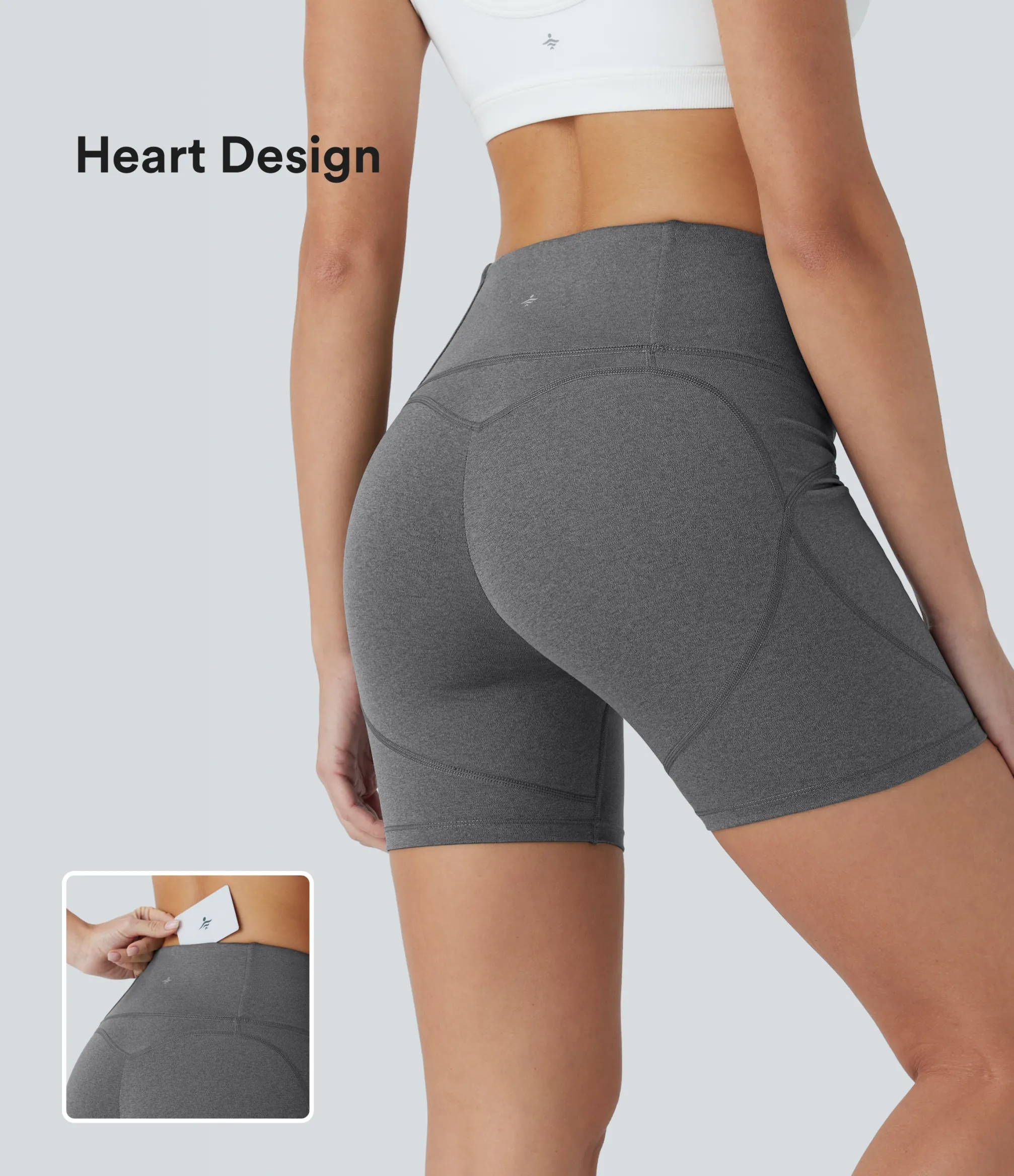 5'' Shorts|Active Shorts<HALARA High Waisted Heart Butt Design Top-stitching Yoga Hiking Biker Shorts 5'' with Pocket