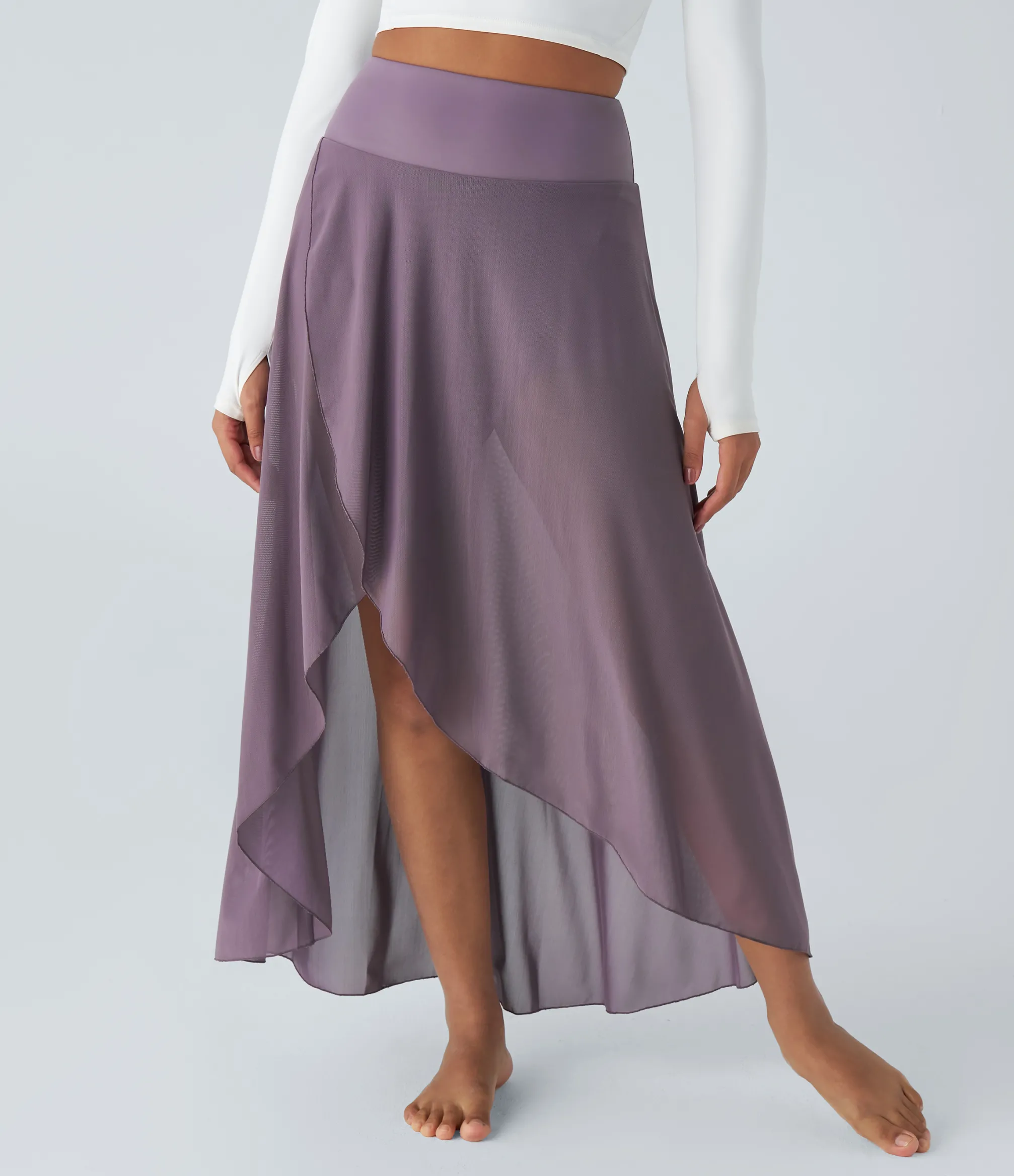 Maxi & Midi Skirts|Skirts<HALARA High Waisted High Low Ruffle 2-in-1 Pocket Flare Mesh Casual Regular Maxi Skirt