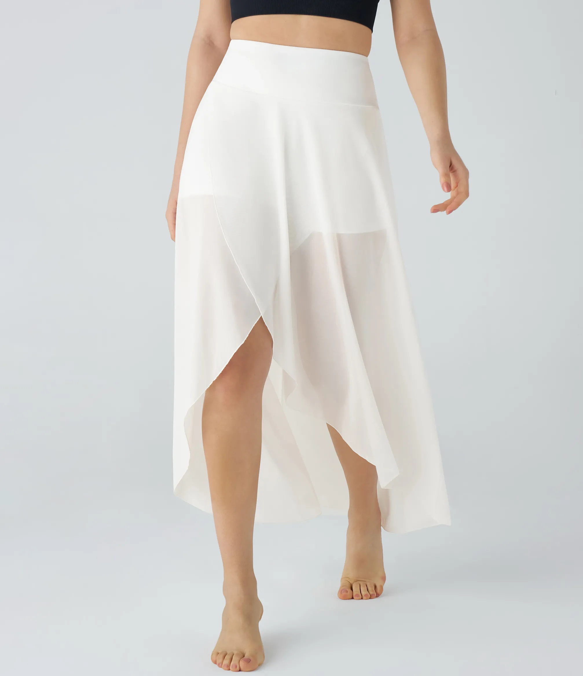 Maxi & Midi Skirts|Skirts<HALARA High Waisted High Low Ruffle 2-in-1 Pocket Flare Mesh Casual Regular Maxi Skirt