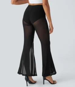 High-Waisted Pants|Pants<HALARA High Waisted 2-in-1 High Mesh Flare Casual Pants