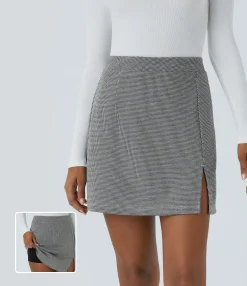 Mini Skirts<HALARA High Waisted 2-in-1 Houndstooth Mini Work Skirt