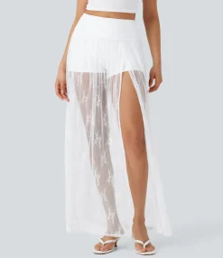 Skirts<HALARA High Waisted 2-in-1 Lace Maxi Casual Skirt with Pocket