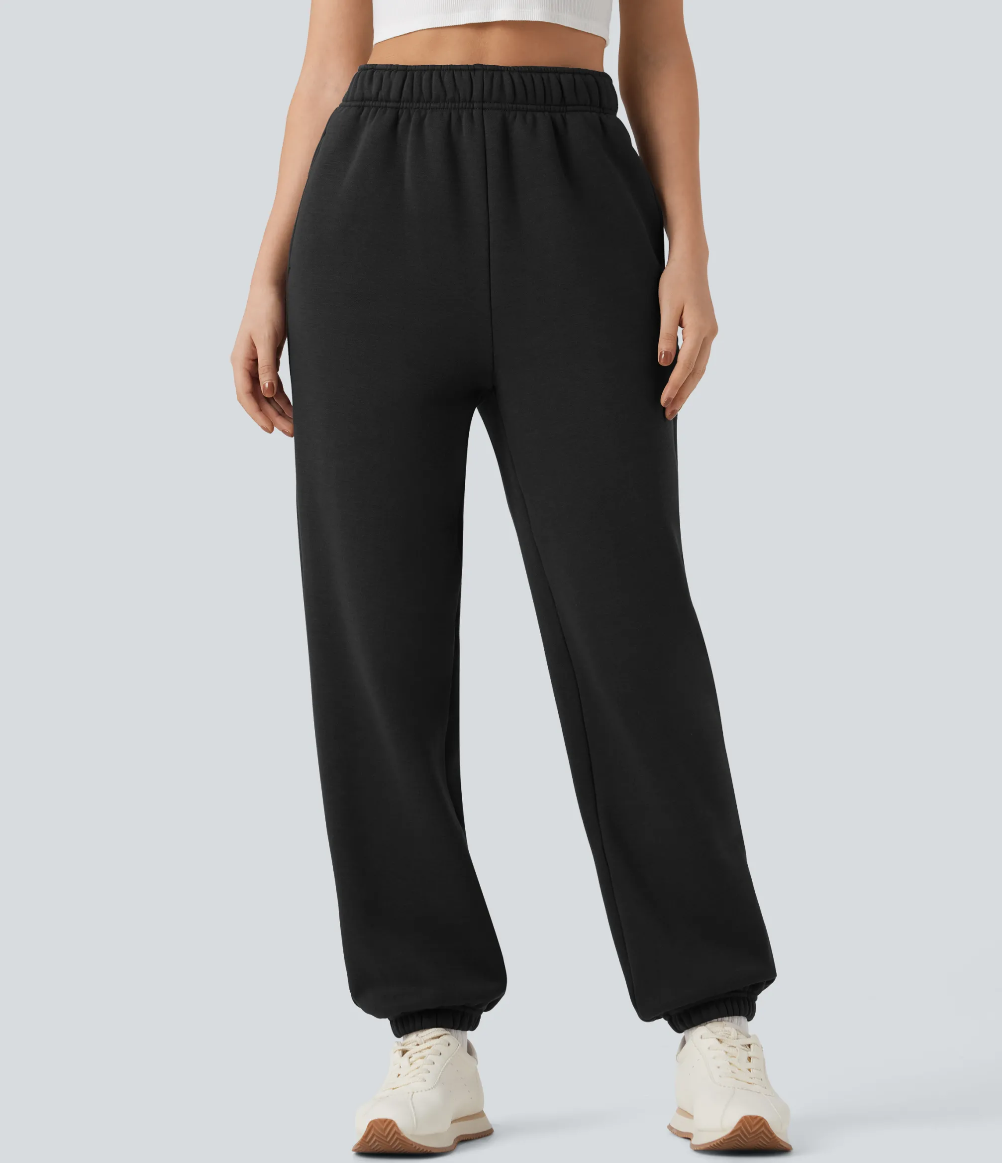 Pants|Joggers<HALARA High Waisted Inside Drawstring Fleece Casual Joggers with Pockets