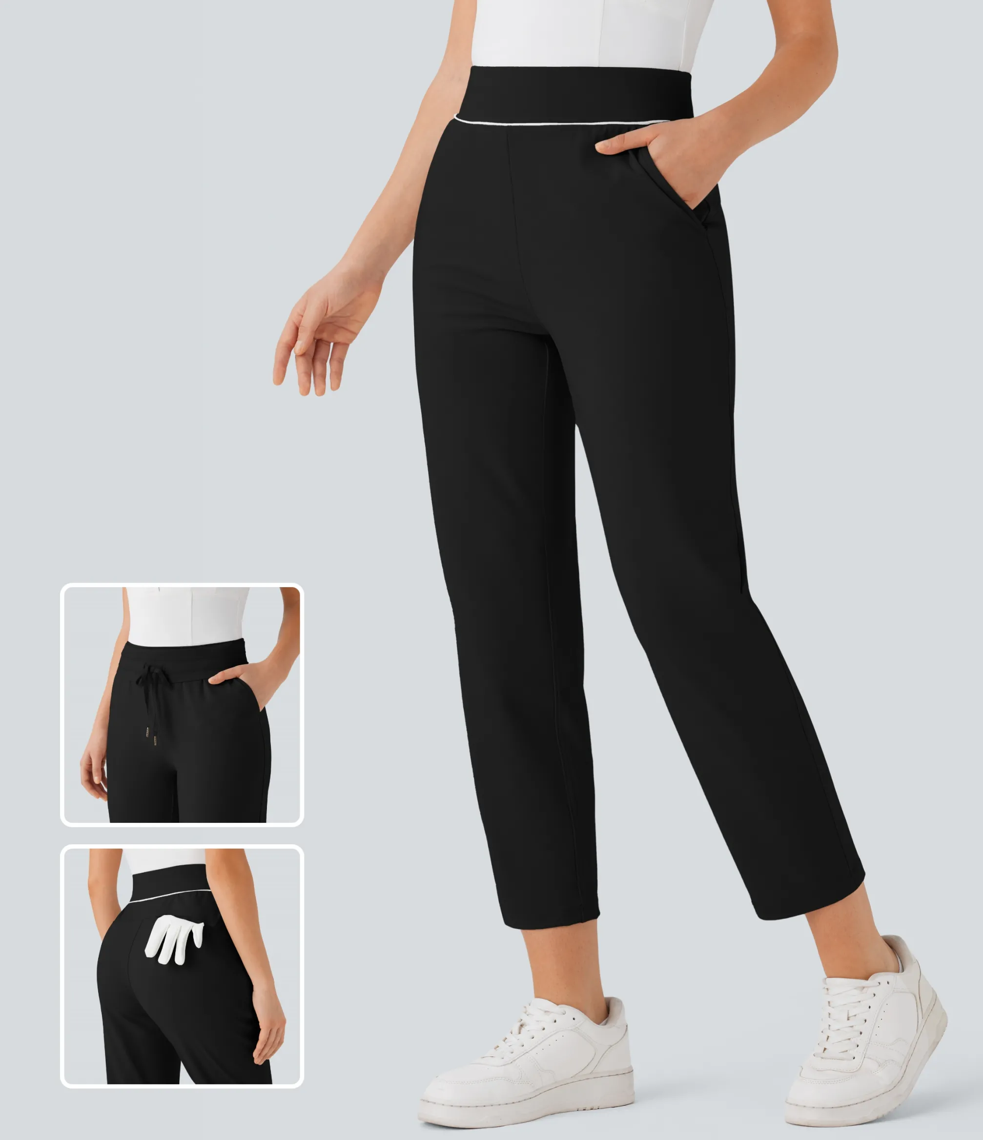 Pants|High-Waisted Pants<HALARA High Waisted Inside Drawstring Quick Dry Golf Tapered Pants-Golf Tee Pocket-UPF40+