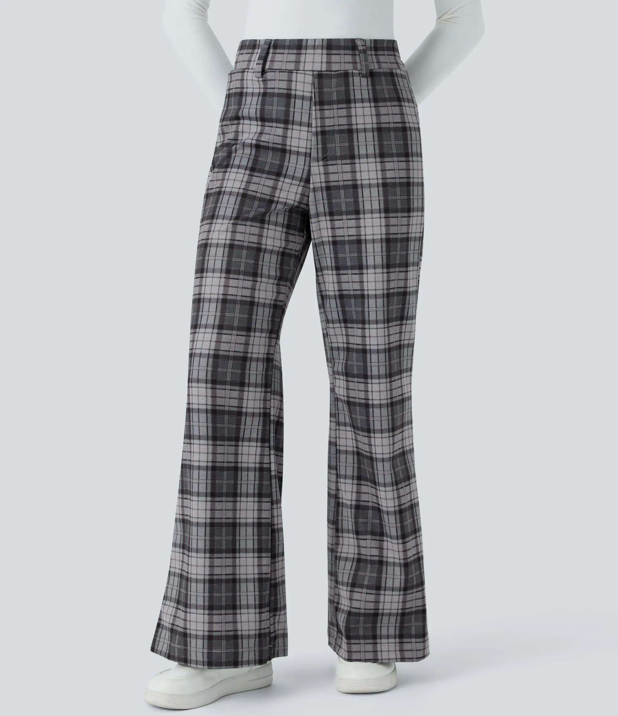 Pants|High-Waisted Pants<HALARA High Waisted Plaid Wide Leg Casual Pants