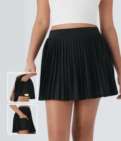 Mini Skirts|Pleated Skirts<HALARA High Waisted Pleated Contrast Mesh 2-in-1 Pocket Mini Tennis Skirt