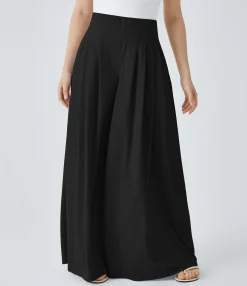 Pants|High-Waisted Pants<HALARA High Waisted Pleated Pocket Flowy Wide Leg Palazzo Waffle Casual Pants