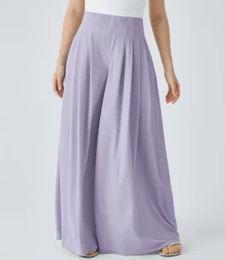 Pants|High-Waisted Pants<HALARA High Waisted Pleated Pocket Flowy Wide Leg Palazzo Waffle Casual Pants