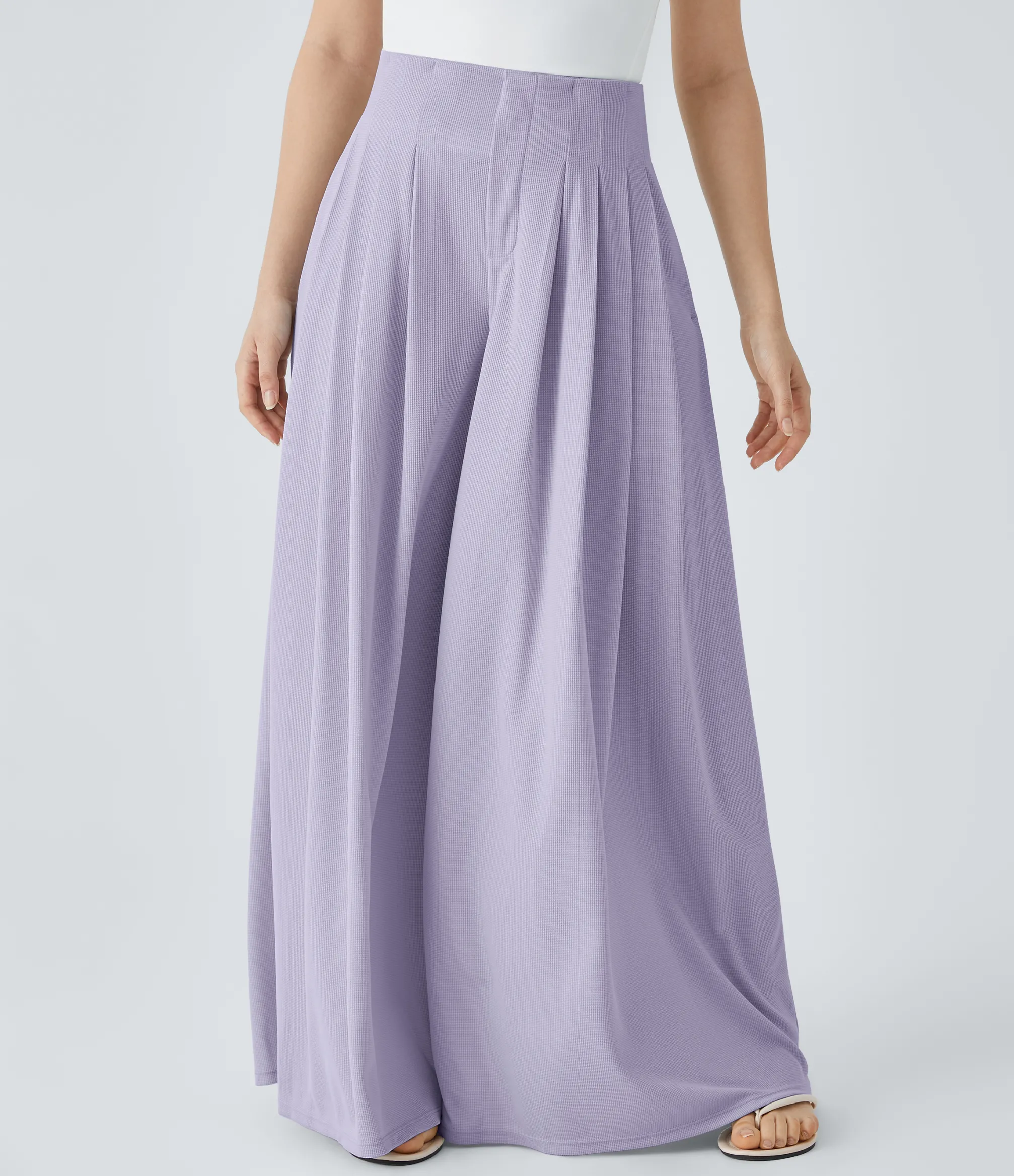 Pants|High-Waisted Pants<HALARA High Waisted Pleated Pocket Flowy Wide Leg Palazzo Waffle Casual Pants