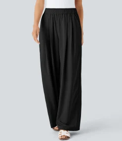 High-Waisted Pants|Wide-Leg Pants<HALARA High Waisted Pocket Palazzo Wide Leg Pants