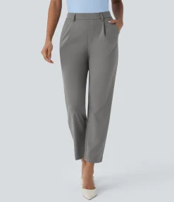 High-Waisted Pants|Work Pants<HALARA High Waisted Pocket Ankle Length Tapered Work Pants
