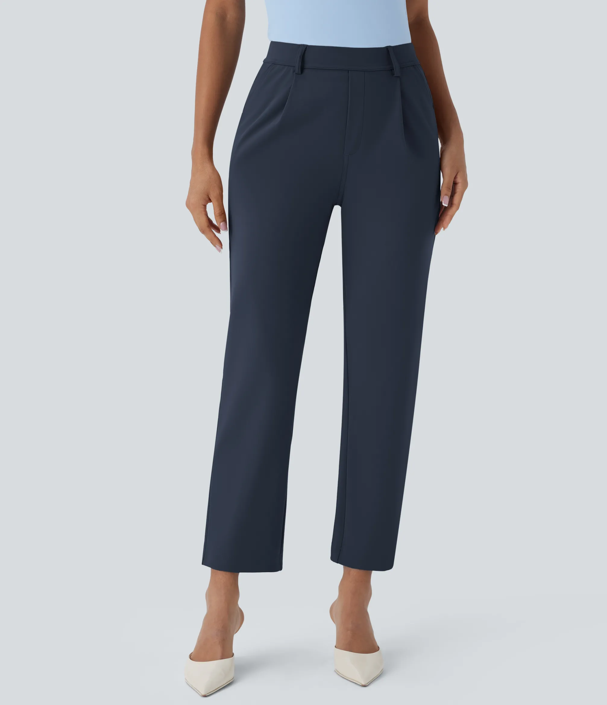 High-Waisted Pants|Work Pants<HALARA High Waisted Pocket Ankle Length Tapered Work Pants
