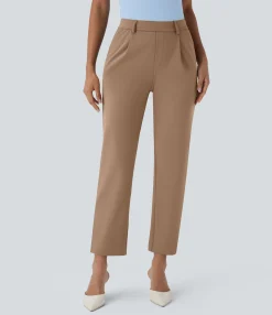 High-Waisted Pants|Work Pants<HALARA High Waisted Pocket Ankle Length Tapered Work Pants