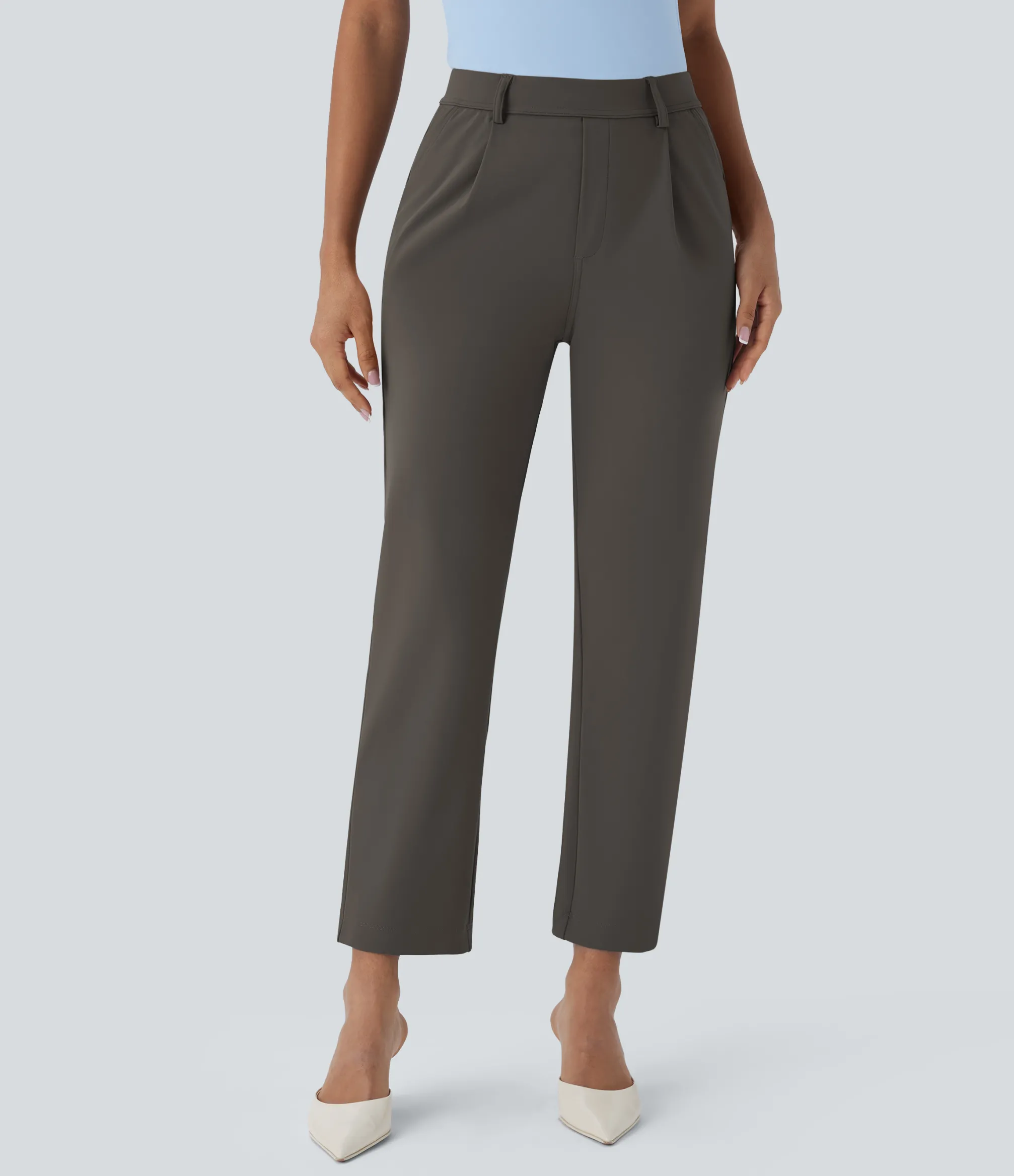 High-Waisted Pants|Work Pants<HALARA High Waisted Pocket Ankle Length Tapered Work Pants